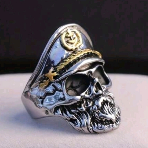 New! MEN'S Skull Navy Captian Ring. Sizes 9,10,12, & 13 - Picture 5 of 5